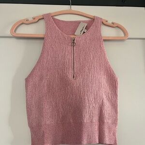 3.1 Phillip Lim Textured Pink zip Crop Top